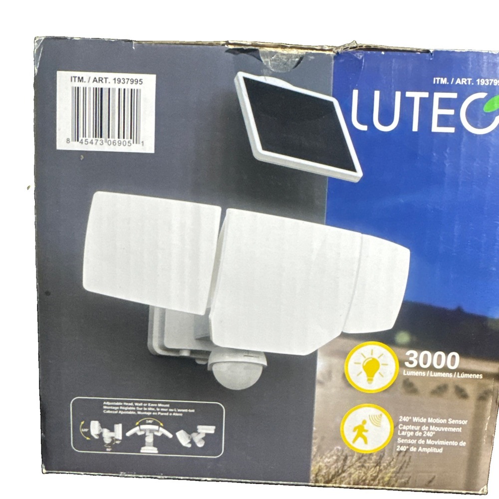 NEW LUTEC Motion Activated Solar Security LED Light 3000 Lumens Outdoor